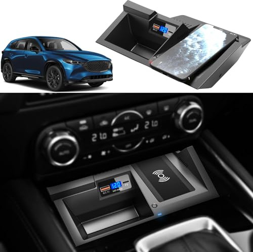 Singkin Kabelloses Ladegerät für Mazda CX5 2025 2024 2023 2022 2021 2020 2019 2018 2017, OEM-Stil 15W Qi Schnellladendes Handy-Ladegerät für Mazda CX-5 Mittelkonsolen-Innenraum-Autoinnenraum