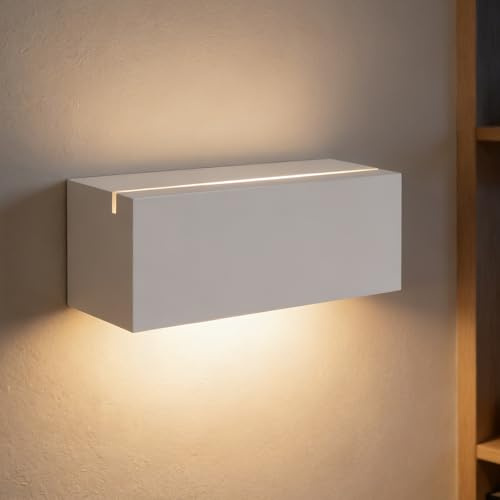Homefire Wandleuchte Innen Wandlampe Flur - Up and Down Wandleuchten Modern | Design G9 Flurlampe Weiß Gipsleuchte Wand Treppenhaus Lampe für Wohnzimmer Küche 22CM - Ohne Leuchtmittel