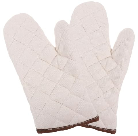 White Cotton Oven Mitts 1 Pair Heat Resistant for Baking