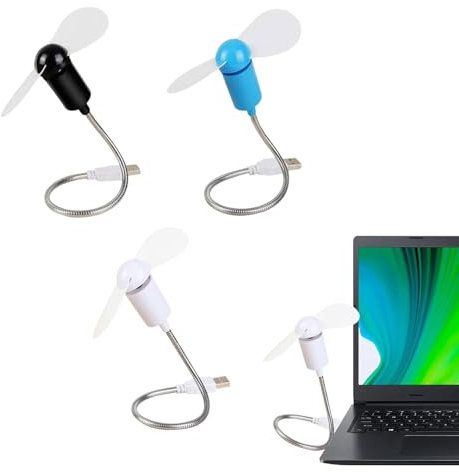 TUKNN Mini Ventilateur USB, Ventilateur de Refroidissement Flexible, 3 Pièces(Blanc+Bleu+Noir)