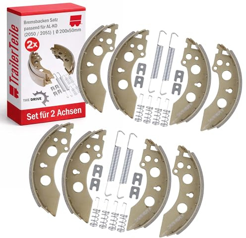 The Drive | Bremsbacken Satz für Anhänger | Ø 200x50mm passend für AL-KO 2050 u. 2051 | Ersetzt ALKO 1213889 | Set für 2 Achsen