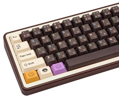 JOLINTAL 130 touches marron Dye Sub PBT Keycaps de clavier, Custom Cherry Profile Japonais Keycaps pour claviers de jeu mécaniques (Donut Thèmes QWERTY US Layout)