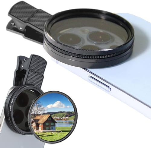 Yesmoyhe Clip-on Filtro CPL, 67mm Filtro Polarizador Circular, Polarizador para Accesorios de Cámara de Teléfonos