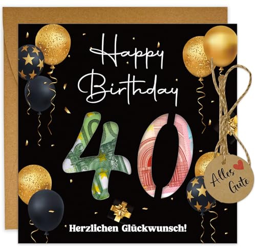 JOYEASE Geschenk 40 Geburtstag Mann Frau, Geburtstagskarte 40 mit Umschlag | Lustige Geldgeschenk 40. Geburtstag Mann