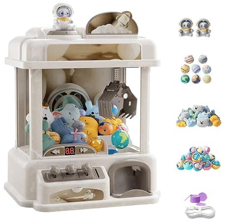 CUCUKAKA Arcade Automat, Candy Grabber Süßigkeitenautomat mit Licht Und Musik,2panda-Puppe,25 Plüschtieren,20 Gashapons, Candy Grabber Automat Weihnachtsgeburtstagsgeschenke