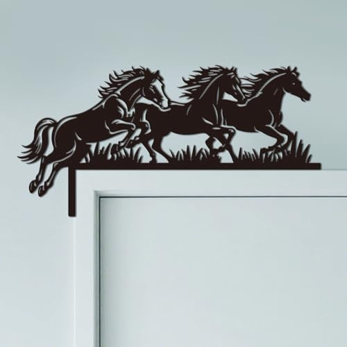 CUTHOLLOW Pferd und Gras Türrahmen Deko Metall Wanddeko | 30x15cm Türrahmen Schild, Tür Deko, Wanddeko Tür, Hängende Fensterdeko, Metall Dekoschild für Zuhause & Büro