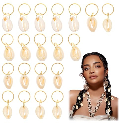 Mabor 20Pcs Shell Hair Clip Cuffs for Braids Gold Seashell Hair Jewelry