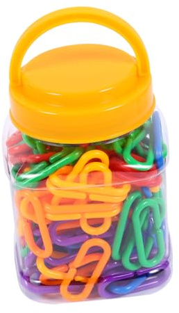 YARNOW 150pcs Geometric Chain Links for Boy Girl's Learning Toy Featuring C-clip Chain Hooks and for Sensory Play and Montessori Toys Activities