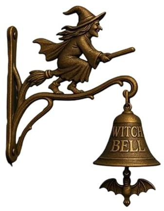 The Witch TüRglocke, Glocke Zum AufhäNgen, Halloween Witch Doorbell, wandmontage hexenglocken, Vintage Halloween Hexe türklingel Mit Metallglocken Und Antiken Haken FüR Heimdekoration (Size A)
