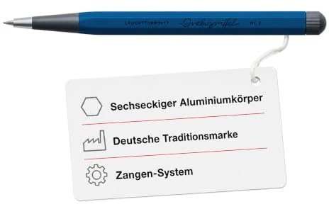 LEUCHTTURM1917 Drehgriffel Nr. 2 Indigo, Drehbleistift, Aluminium | Patentierte Drehmechanik, 0,7 mm HB Graphitmine, 13 cm, nachfüllbar