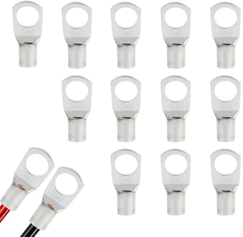 WUSJCOF SC Ring Terminals Non-Insulated Tinned Copper, 12 Pieces, SC25-8 Cable, Electrical Crimp Eyelet Lugs, Electrical Terminals for Cable, Wire Cables (M8, 25mm²)