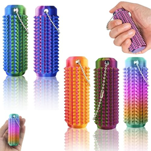 AYNKH 5 Stück Igelball Set Metall, Kleine Akupressur Bälle Stachelball Massageball für Hände, Füße und Rücken, Fidget Stressball zur Massage, Entspannung und Stressabbau