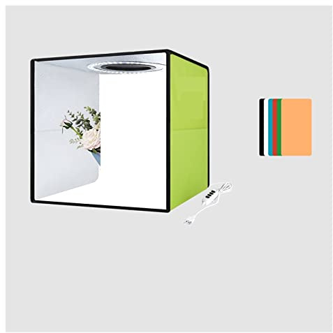Softbox 3 modalità di luce a colori Lightbox dimmerabile Led Ring Light Box Photo Lighting Studio Shooting Tent Box 6 fondali a colori Per la fotografia in studio(30X30cm Green)