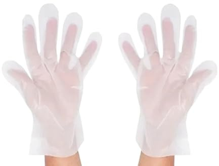 PBHOVIITG 100 guantes desechables de TPE vinilo transparente, sin látex, for peluquería, ideales for laboratorio(L)