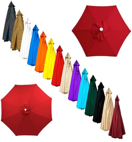 Parasol Replacement Canopy 2.5m, 2.7m, 4.0m, 6 Ribs/8 Ribs, Garden Umbrella Replacement Cover, for Yard, Beach, Garden Umbrella, Canopy Only, Beige(Red,2.7m/8-Ribs)