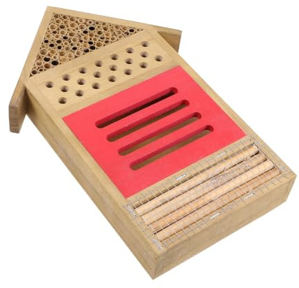 jojofuny Holz Bienenhotel Bienenstock Garten Natur Lebensraum Insektenhaus Für Wildbienen Und Andere Nützlinge Handgemacht Sicher Und Robust Für Terrasse Und Garten