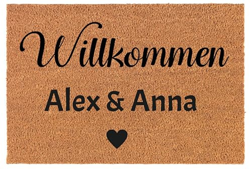 HD PRINT4YOU Personalisierte Kokos Fußmatte mit Namen – Willkommensmatte für Haustür – Einweihungsgeschenk, Hochzeitsgeschenk, Geschenk zum Einzug- Fußmatte Personalisiert