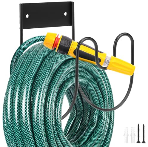 QWORK® Soporte de Pared para mangueras de jardín,Ideal para mangueras de Agua, alargadores y mangueras de Aire.