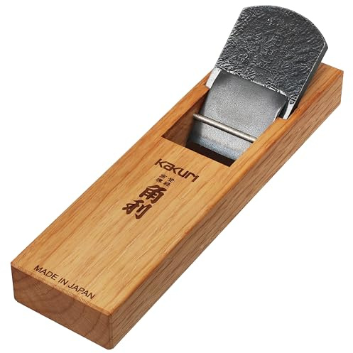 KAKURI Japanese Hand Plane 58mm for Woodworking - KANNA Professional Large Hand Plane for Smoothing Wood - Blue Steel #2 (Aogami) Blade, Red Oak Body (Oil Finish) - Made in Japan