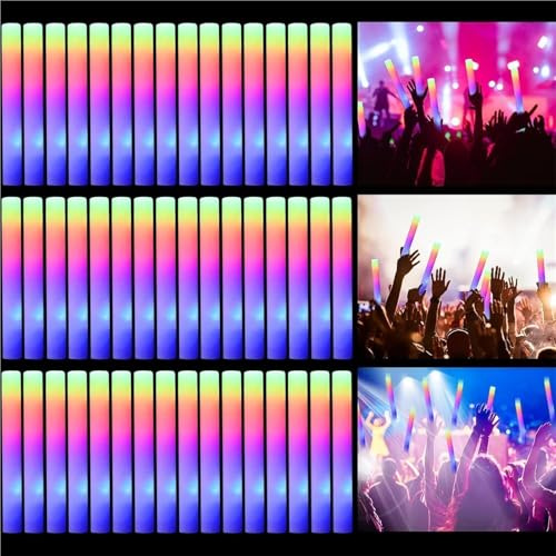 Genérico Barras Luminosas De Espuma, Barras Luminosas A Granel, 3 Modos De Parpadeo Colorido, Compactas Y Portátiles For Bodas Festivales De Navidad Cumpleaños(156PCS)