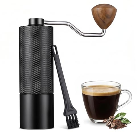 Ideal Swan Manual Coffee Grinder, Coffee Grinder Manual with with 420 Stainless Steel Conical Burr, Portable Hand Coffee Bean Grinder with Adjustable Settings, for Espresso, French Press, Moka Pots