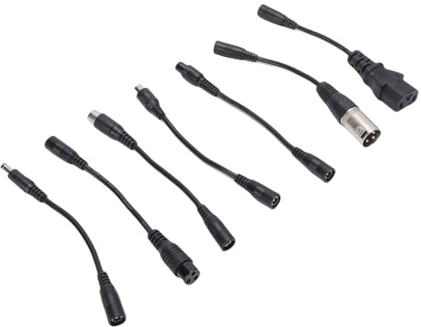 GOWENIC Set di Adattatori di Ricarica per Scooter Elettrico | Cavi DC80x1.6mm 3 Poli XLR Maschio a DC5.5x2.1mm M12 Femmina