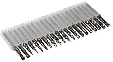 Carbide Burrs Set JESTUOUS 1/8 Shank Diameter Double Cut Tungsten Carbide Burs Rotary File Carving Grinding Bit for Die Grinder Rotary Drill Tool 20pcs