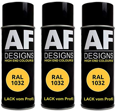 Alex Flittner Designs 3X Ral Pintura en Espray Pintura Coche Laca Colorida Lata de Aerosol RAL1032 Retama Mate