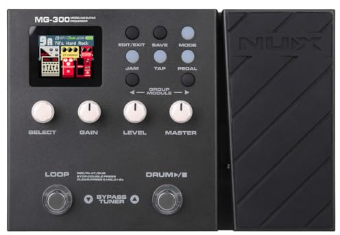 NUX MG-300 Multieffekt-Pedal TSAC-HD Pre-Effects, Amp Modeling Algorithmus, Core Image Post-Effects, IR, 56 Drumschläge, 60 Sekunden Phrase Loop
