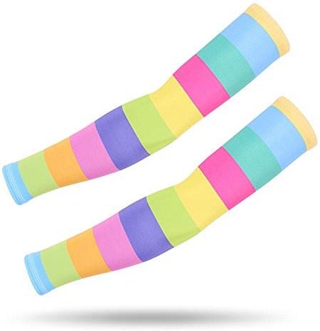 DUOER 1Pair Elastica del Fumetto Bambini di Raffreddamento dei Manicotti del Braccio for Lo Sport dei Ragazzi delle Ragazze dei Bambini di Protezione Summer Sun UV del Bracciale Ice Silk Arm Warmer