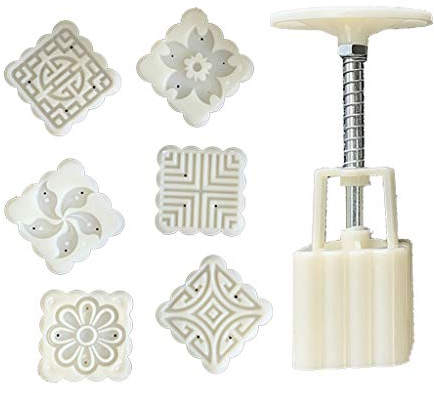 qingqingR 50g Mooncake Mold 6 Square Flower Stamps Cookie Cutter Green Bean Cake Mould DIY