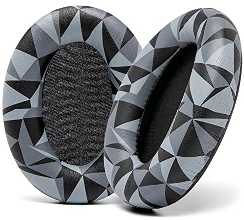 WC PadZ WH-1000XM3 - Extra Thick Replacement Earpads for Sony WH-1000XM3 | Made by Wicked Cushions | Soft PU Leather, Luxurious Memory Foam, Added Thickness | Geo Grey