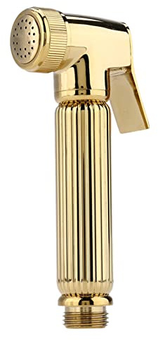 Handheld Bidet Sprayer Set, Solid Brass Toilet Cleaning Shower for Bathroom Toilet Gold Wall Mounted 47.2 Inch Hose Holder Kit Personal Hygiene Diaper Washing