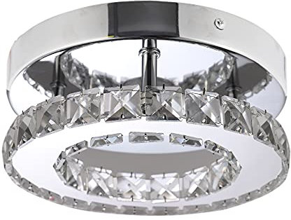 FYSI Modern Crystal Chandelier Flush Led Crystal Ceiling Light Chrome Finish for Living Room