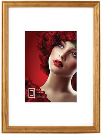 IDEAL TREND Leano Bilderrahmen aus Holz – Fotorahmen mit Klarglas & Flexipins | Wanddeko & Collage-Rahmen S190: Farbe: Eiche | Format: 50x70