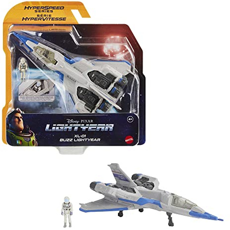 Buzz Lightyear Disney Pixar Lightyear Hyperspeed Series XL-01 Spaceship & Buzz Lightyear Figure, 7 Inch Long Vehicle & 1.25 Inch Figure, Toy 4 Years & Up, HHJ94