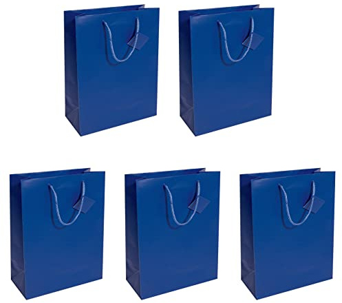 SIGEL Papier Geschenktüten ultramarinblau matt groß 33 x 26 cm 5er Set | GT503/5, Große Geschenkverpackung mit eleganter matter Oberfläche