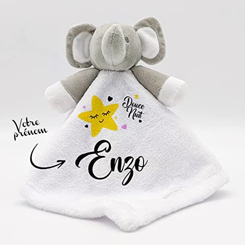 KDO MAGIC - Plüsch personaliserte Baby - Elefant - Mehreren Logo - Anpassbarer Vorname - Geschenkidee zur Geburt, Geburtstag, Taufe (Motiv: Stille Nacht)