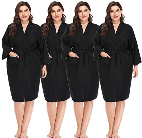 Salon Robes Smock for Clients, Pack of 4, Hair Salon Client Gown Cape, Black