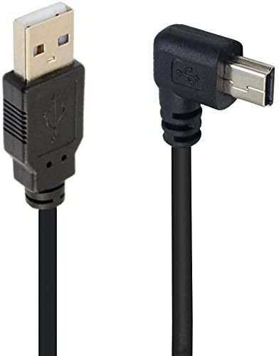 SHANFEILU Câble mini USB d'angle de 90 degrés Mini 5 broches USB B mâle à USB 2.0 mâle câble d'extension de synchronisation de données pour GPS Dash Cam Noir l'angle gauche 4,9 pieds