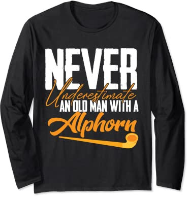 Alphorn Old Man Musikinstrument Schweiz Alpen Souvenir Langarmshirt