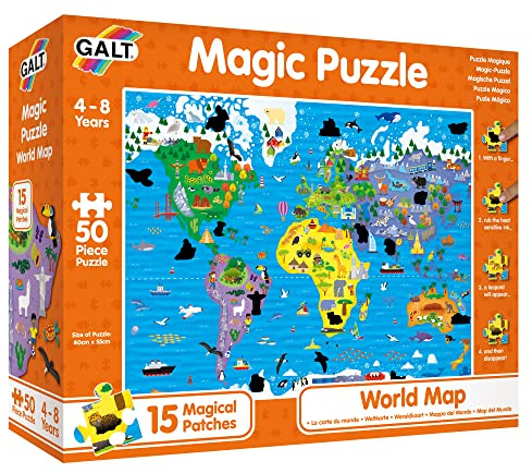 Galt, Magic Puzzle - Weltkarte, magisches Puzzle, 50-teiliges Puzzle, ab 4 bis 8 Jahren
