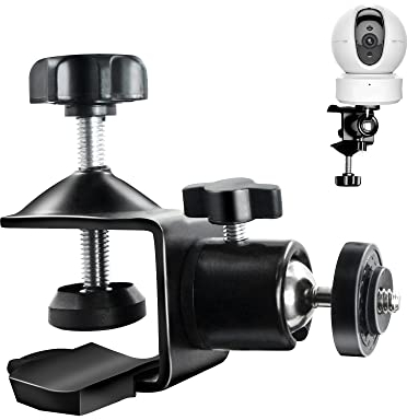 duozoanz Pinza Cámara Clamp Mount Soporte - Montura Flexible con Placa de Montaje Universal y Adaptador Tornillo 1/4 para Accesorios Sistemas Cámaras Seguridad Exteriores e Interiores, 1 Pieza