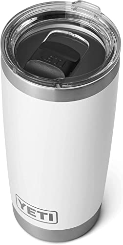 YETI Rambler Tumbler, Vaccum Insulated Stainless Steel Tumbler with Magslider Lid, White, 20 oz (591 ml)