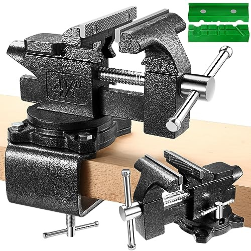 Bench Vise, 4-1/2 Table Vise For Workbench,2-in-1 Multi-Purpose Heavy Duty Bench Vice With Multifunctional Soft Jaws, 270° Swivel Base Home Vise for Woodworking,Home Workshop,Welding and DIY