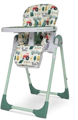 Cosatto Noodle 0+ Highchair | from Birth Reclining Cradle – Height Adjustable Feeding Seat | Compact Fold – Easy Clean Washable Pads & Two?Part Tray (Old Macdonald)