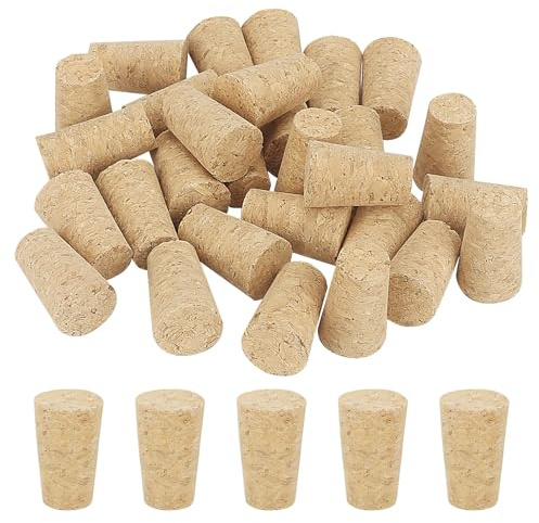 JIAYUET 100 Stück Holzkorken, 22 x 17 x 35 mm, konische Korkstopfen, natürliche Weinkorken für Weinflaschen