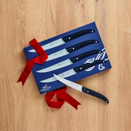 Sabatier - Coffret de 4 couteaux à Steak L'OCCITAN - 11,5 cm - Lame Inox | Parfaits pour Trancher les Viandes Cuites avec Précision