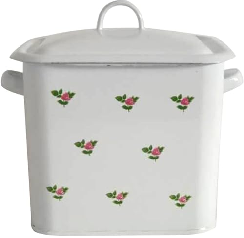 Boite À Pain Huche À Pain Moderne Carré De Style Minimaliste Moderne Bac À Pain, Artisanat En Émail De Fleurs Peintes Contenants Alimentaires, Cadeau De Pendaison De Crémaillère (Color : blanc, S :