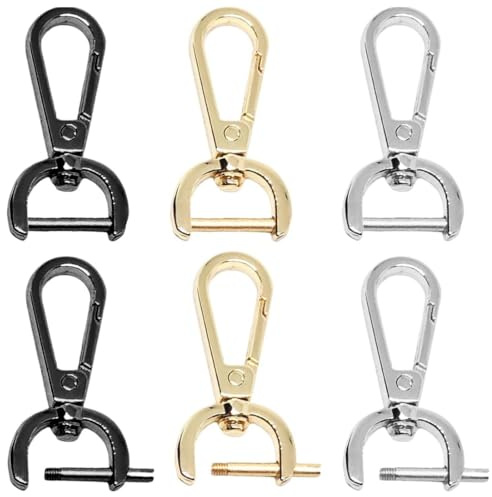 ZUWIJEQ Llavero con gancho para bolsos, cierre giratorio de metal, Set de 6 Mosquetones con Eslabón Giratorio y Doble Gancho de Metal para Joyería, Bolsos, Costura y DIY
